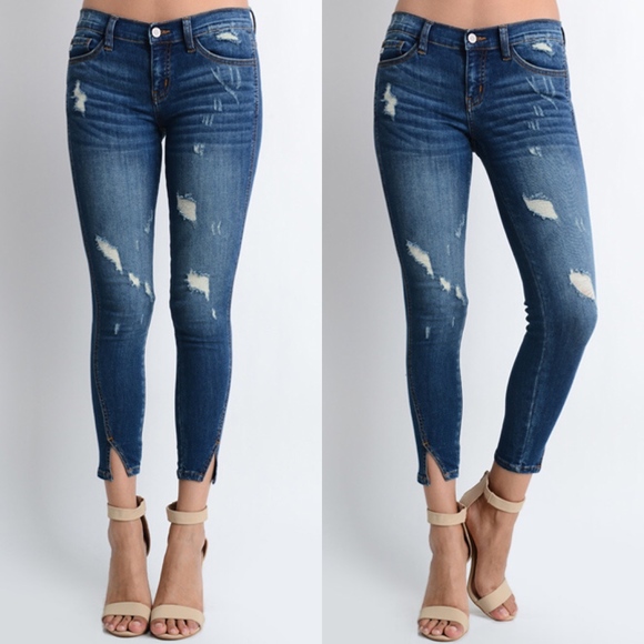 Glamvault Denim - Distressed Split Ankle Jeans